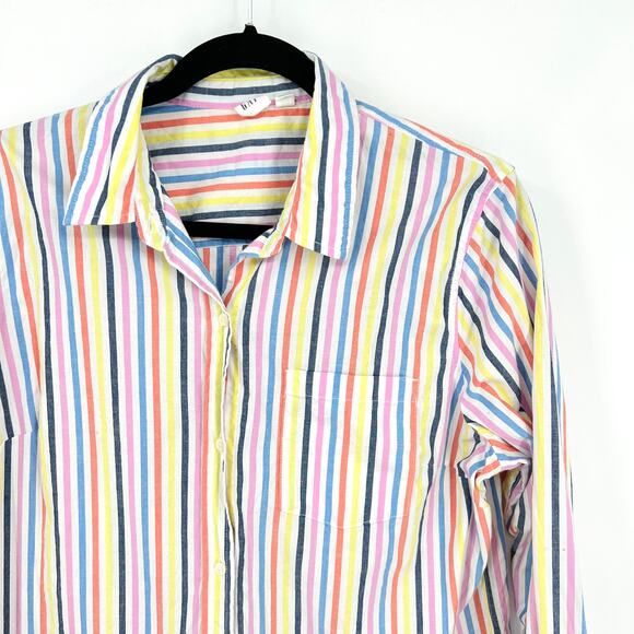 GAP Multicolor Big Stripes Button Up Shirt Women’s Size Large - Picture 4 of 5